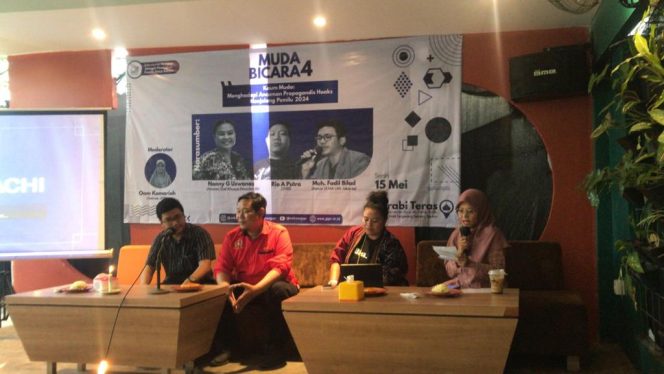 
 Agenda Muda Bicara 4, pada Senin (15/05/23) di Cafe Surabi Teras, Ciputat, Tangerang Selatan. 
